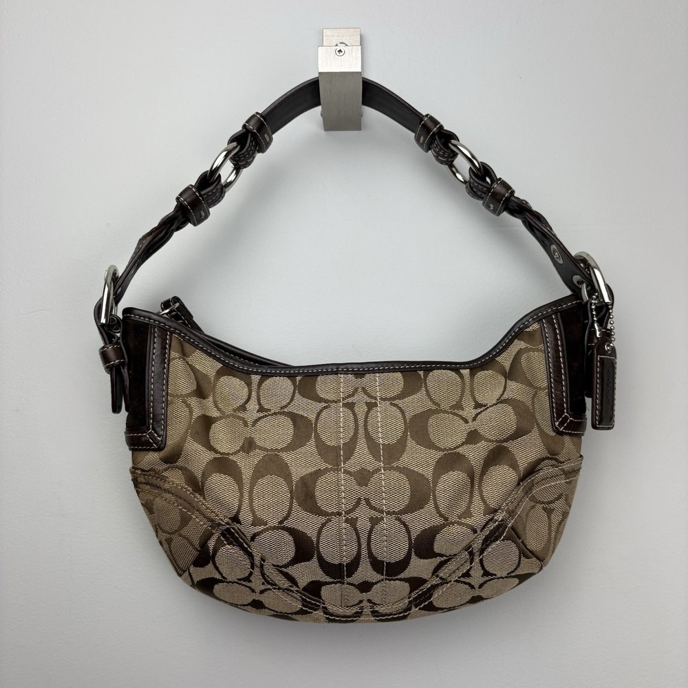 Vtg Y2K Coach Signature Soho Jacquard Hobo Shoulder Bag Beige/Brown Canvas 6266